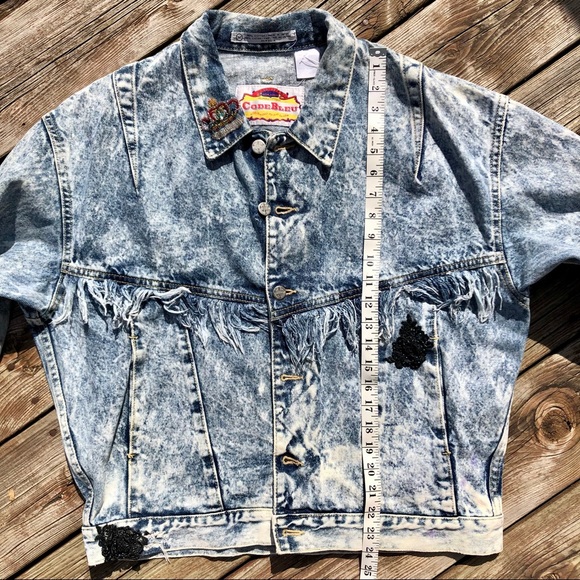 Code Bleu Women’s Denim Jacket Size M Vintage 1980’s with Fringe Made in Japan - Picture 14 of 16